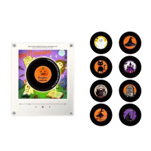 Imán Magnético para Nevera con Temática de Música de Halloween, Función Táctil para Reproducir Discos de Vinilo, Luz Nocturna y LED Incorporado.