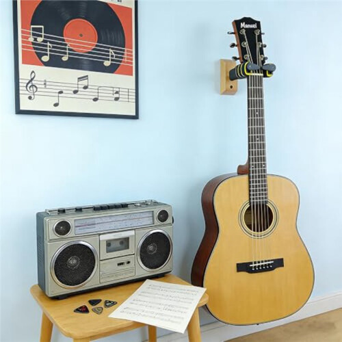 Non-Scratch Self Locking Guitar Wall Mount with Solid Wood Base Banjo Non-Scratch Padded Wall Bracket 2