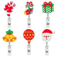 6 Pack Christmas Retractable Badge Holders,Nurse Badge Reel ID Badge Holders Clip for Students Teachers Workers