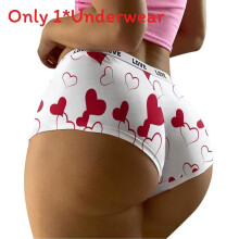 (Black White Heart,XL)Romantic Heart Shape Ladies Underwear With Polyester Inner Lining Fit Contour