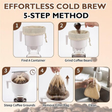 Sacs Filtres à Café en Coton Biologique pour Infusion à Froid - Réutilisables et Écologiques, Lot de 3 (7,9 X 11,8, 9,8 X 11,8 et 12 X 12 Pouces)