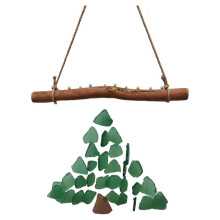 Sea Glass and Driftwood Wind Christmas Tree Ornaments Ocean Wind Christmas Wall Fence Pendant