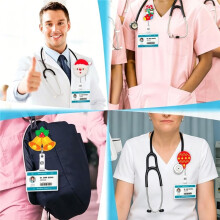 6 Pack Christmas Retractable Badge Holders,Nurse Badge Reel ID Badge Holders Clip for Students Teachers Workers