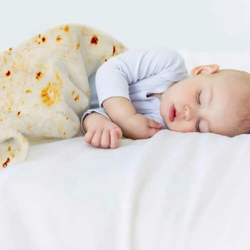 Babydecke rund Tortilla mit Mütze 85x85 cm