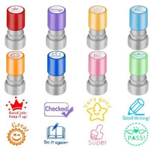 1set/8pcs Teacher Stamp Set - Colorful, Fun Designs for Classroom Grading and Behavioral Encouragement.
