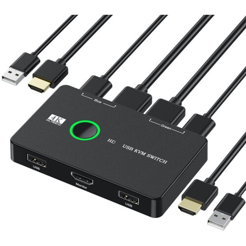 KVM Switcher Box Keyboard Mouse Printer Video Switcher Plug and  USB Switcher Splitter Display Equipment 2