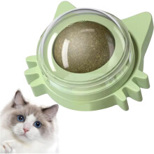 Wall-Mounted Catnip Lick Ball – 360 Rotating Edible Ball to Calm Anxiety & Clean Teeth