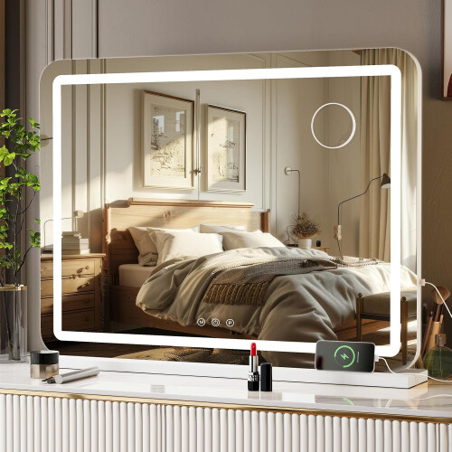 60x80cm LED Makeup Mirror with Light, USB, Type-C