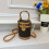 (Brown) Vintage printed cylindrical bucket bag 1