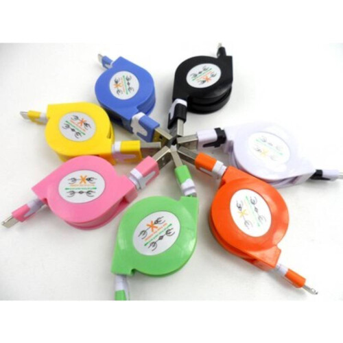 (White)Universal Retractable Data Cable For Smartphones Tablets With Options Multicolor 2