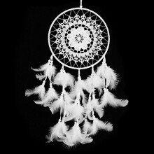 Traumfänger gestrickt Baumwolle Handarbeit Fee Fantasy Dreamcatcher Deko