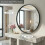 90cm Round Vanity Wall Mirror,Tempered Glass Black 3