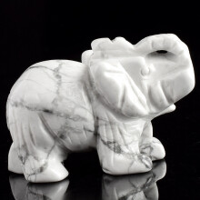 (White Turquoise)Hand Carved Elephant Natural Gemstone Jasper Turquoise Malachite Quartz Crystal