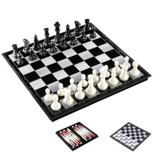 3 in 1 Travel Chess, Checkers, Backgammon Set, Magnetic Folding Board Games, Educational Toys/Gift for Kids and Adults (M - 32x32cm)