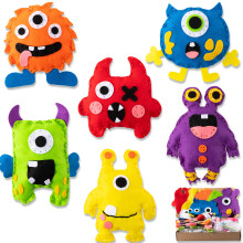 WATINC 6Pcs Monster Theme Felt Stuffed Sewing Craft Kit for Kids