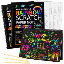 Mocoosy Scratch Art for Kids- 3 Large Rainbow Scratch Notebooks, Magic Scratch Art Paper Pads