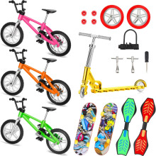 Sumind 18 Pieces Mini Finger Toys Set Finger Skateboards Bike Mini Scooter