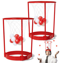 NOVELTY PLACE Head Basketball Hoop Party Game Funny Toys Set for Kids & Adults - 2 Mini Basketball Adjustable Basketball Headband with 20 Balls