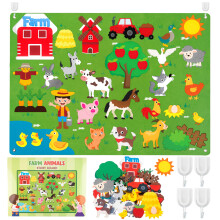WATINC Felt Farm Story Board Set 3.5Ft 38Pcs Preschool Domestic Animals