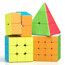 ROXENDA Speed Cube Set, 2X2 3X3 4X4 Pyramid Fast Cube Stickerless with Instruction [4 Pack] (Stickerless Cube Set)