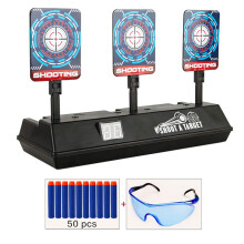 Electronic Digital Target for Nerf Guns, Auto-Reset Intelligent Light Sound Effect Scoring Target With 50 Pcs Darts & 1 Glasses, Gifts Toy for Kids