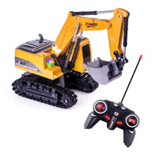 Highttoy 6-Channel 1:24 Remote Control Digger Toy for Kids with Led & Sound