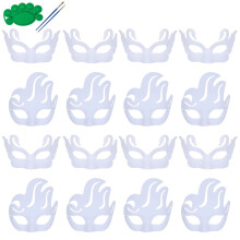 Qavctw 16PCS DIY White Masks Paper Cosplay Christmas Party Mask Unpainted Plain Craft Masquerade Masks for Christmas Mardi Gras Party Mask