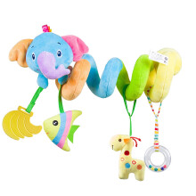 caterbee Baby Car Seat Toy, Activity Spiral Plush pram hanging Toy, cot Accessories with boys or Girls (Elephant)