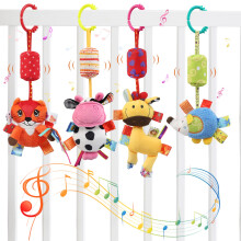 Ballery Baby Pram Pushchair Toys, Hanging Rattle Toys for Babies Sensory Educational Toy Infant Newborn Car Seat Crib Travel Activity Clip on Car