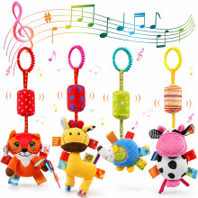 Joylife Baby Pram Pushchair Toys Soft Hanging Rattle Toys for Babies Sensory Learning Toy Infant Newborn Car Seat Crib Travel Activity Plush Animal