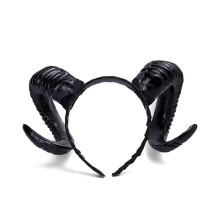 Halloween Gothic Devil Headband Sheep Horn Hairband Cosplay Accessories For Party Decoration Cosplay Costume Headpiece (Black)