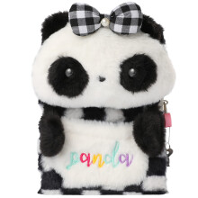 Panda Diary for Girls with Lock and Keys, Plush Panda Journal Notebook for Kids, Secret Lock Diary with 160 Lined Pages for Writing Drawing