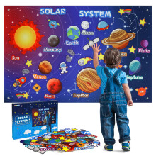 OKOOKO 41Pcs Felt Story Board Set, 43x29inch Solar System Felt Board