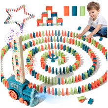 TOGETDREAM Domino Toddler-initiated Train Toy Set 200pcs dominoes, Electric Automatic Building and Stacking Train Toy