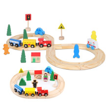Thomas & Brio Compatible Wooden Train Set - 33 Piece Magnetic Railway with Wooden Rails for 3-6 Year Old Girls & Boys