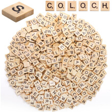 Coloch 1000PCS Wood Letter Tiles, Scrabble Tiles Set with A-Z Letters for Spelling Games, Phonics Learning, DIY Name Boards, Alphabet Coasters