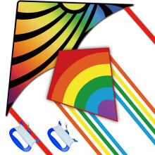 HONBO Large Delta Kites For Kids and Adults,Perfect Kite for Beginners,String Line Included Toys Easy To Fly Kites with Colorful Colors Tail,Best