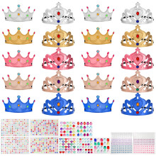 Okllen 20 Pcs Foam Crowns & 11 Sheets Rhinestone Stickers, Foam Princess Tiaras Set Birthday Crowns for Birthday, Celebrations