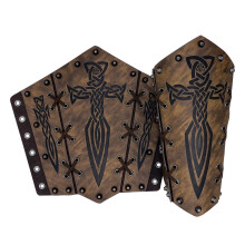 2Pcs Viking Bracers for Men,Medieval Faux Leather Arm Gauntlets,Retro Vambrace, Archery Arm Guards for LARP,Cosplay
