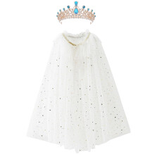 XEPST Princess Cape White Princess Cloak with Princess Crown Girls