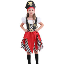 Kids Pirate Costume, Girls Pirate Fancy Dress, Halloween Pirate Cosplay Dress Up for Kids 3-10 Years