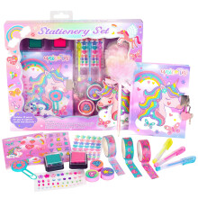 Unicorn Diary for Girls with Lock & Keys - Unicorn Stationery Set with Journal, Pompon Pen, Stamps, Stickers