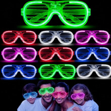 Kovim Neon Party Glasses - Light Up Glasses Glow for Christmas Birthday Festival Wedding Club 80s Dance Rave Disco Flashing Party Supplies Favors