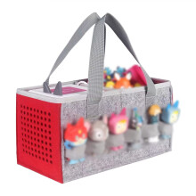 Travel Felt Carrying Case & Storage Bag for Toniebox/Tonies(Gray Red)