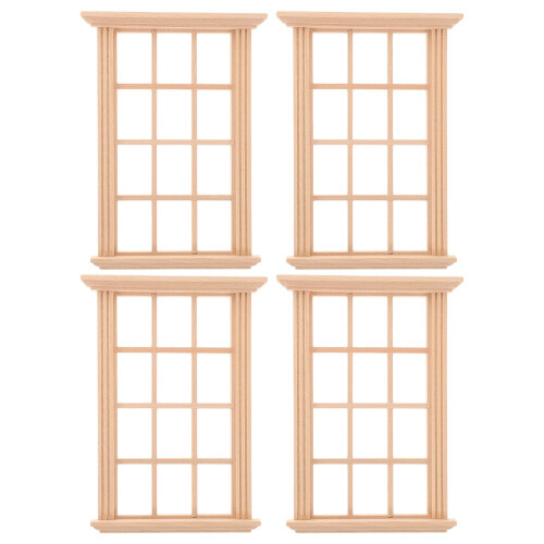 jojofuny 4Pcs 1:12 Miniature Dollhouse Window Frames Set Use