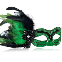 MYSEUNI 2024 New Masquerade Mask for Women with Feathers - Womens Venetian Feathers Mask for Masquerade Party, Mardi Gras