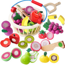 Wooden Fruits Cutting Toys, 10 Cuttable Fruits for Kids Kitchen