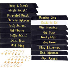 STAY GENT Hen Party Sashes 18Pcs Team Bride Sash Set 1 White Bride to Be Sash & 17 Black Bride Tribe Sash Hen Party Bridesmaid Team Bridal Hen Night