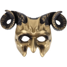 TOYANDONA Demon Halloween Masquerade Scary Half Ram Horn Devil Festival for Cosplay Costume-Dark Red