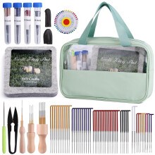 Doxiru Needle Felting Kit with 6"x6"Wool Felted Mat and 107 Felting Needles